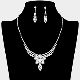 Marquise Stone Pointed Rhinestone Paved Necklace