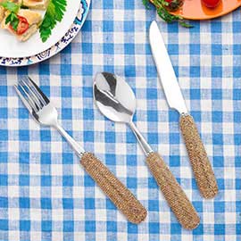 3PCS - Stainless Steel Bling Studded Cutlery Utensils