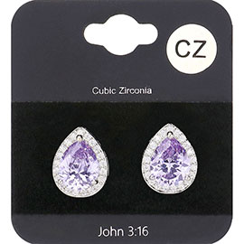 CZ Teardrop Evening Stud Earrings