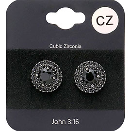 Round CZ Stone Evening Stud Earrings