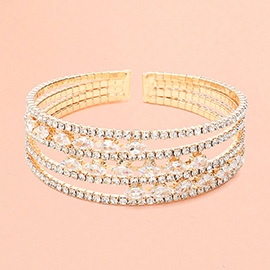 Marquise CZ Stone Rhinestone Paved Split Evening Bracelet