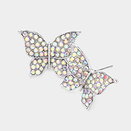 Stone Paved Butterfly Evening Earrings