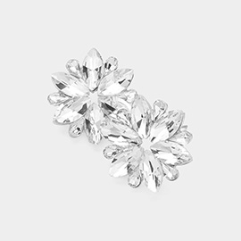 Marquise Stone Cluster Flower Evening Earrings