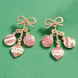 Enamel Christmas Ornament Dangle Earrings