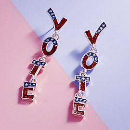 Enamel Glittered VOTE Message Link Dropdown Earrings