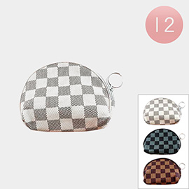 12PCs - Checkered Pattern Small Coin Purses