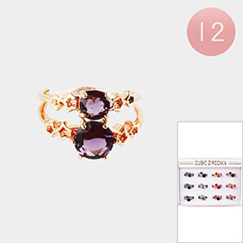 12 SET OF 2 - Round CZ Stone Cushion Rings