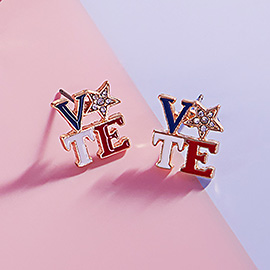 Enamel VOTE Message Stud Earrings