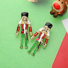 Stone Paved Enamel Nutcracker Earrings