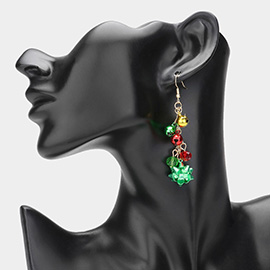 Christmas Bow Pointed Bell Dropdown Dangle Earrings