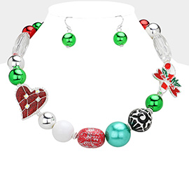 Christmas Ornament Beaded Necklace