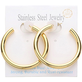 18K Gold Dipped Stainless Steel Hoop Earrings