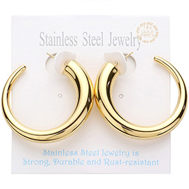 18K Gold Dipped Stainless Steel Hoop Earrings