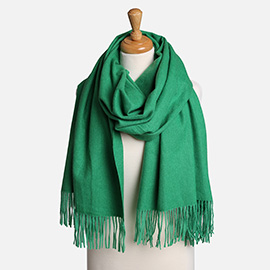 Solid Oblong Scarf with Tassels