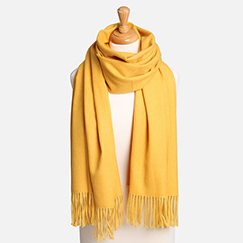 Solid Oblong Scarf with Tassels