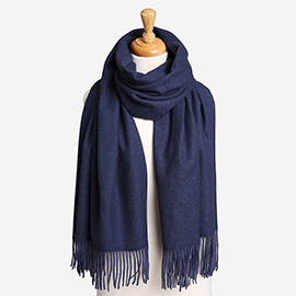 Solid Oblong Scarf with Tassels