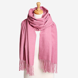 Solid Oblong Scarf with Tassels