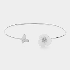 Flower Butterfly Tip Cuff Bracelet