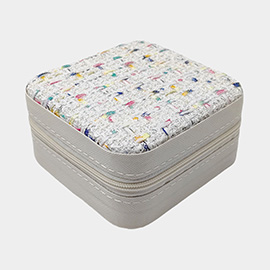 Tweed Square Portable Jewelry Box