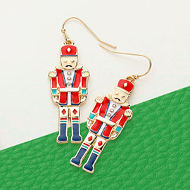 Enamel Christmas Nutcracker Dangle Earrings