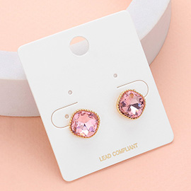 Square Stone Stud Earrings