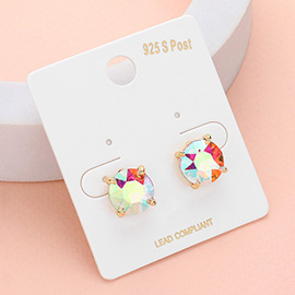 Round Stone Cushioni Stud Earrings