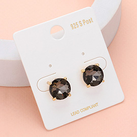 Round Stone Cushioni Stud Earrings