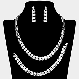 Stone Paved Bar Link Chain Jewelry Set