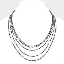 Faceted Beaded Multi Layered Strand Necklace