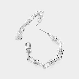 Metal Hardware Link Hoop Earrings