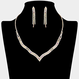 Rhinestone Paved V Shaped Necklace