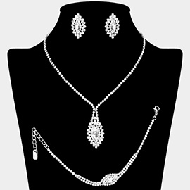 Marquise Stone Accented Rhinestone Paved Jewelry Set