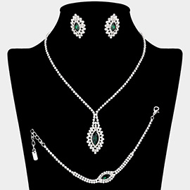 Marquise Stone Accented Rhinestone Paved Jewelry Set