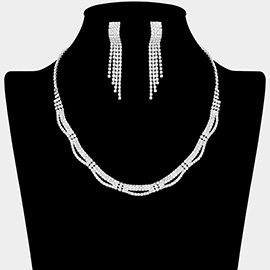 Rhinestone Paved Wavy Necklace