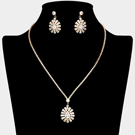 Teardrop CZ Stone Pointed Pendant Rhinestone Paved Necklace