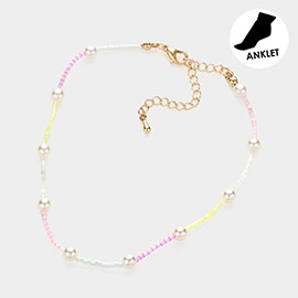 Pearl Pointed Beaded Anklet