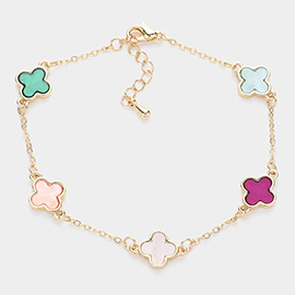 Enamel Quatrefoil Station Bracelet