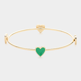 Enamel Heart Pointed Bangle Bracelet