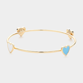 Enamel Heart Pointed Bangle Bracelet