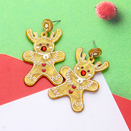 Glittered Resin Rudolph Dangle Earrings