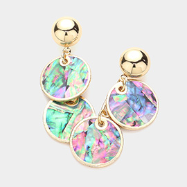 Abalone Disc Link Dangle Earrings