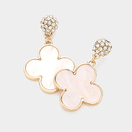 Mother Of Pearl Quatrefoil Dangle Earrings