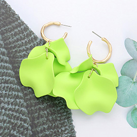 Colored Petal Cluster Dangle Hoop Earrings