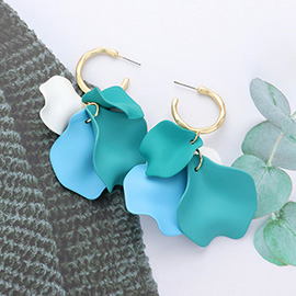 Colored Petal Cluster Dangle Hoop Earrings