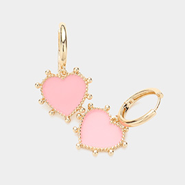 Enamel Heart Dangle Huggie Earrings