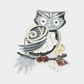 Colored Metal Owl Magnetic Brooch