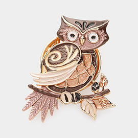 Colored Metal Owl Magnetic Brooch