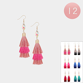 12Pairs - Tassel Earrings