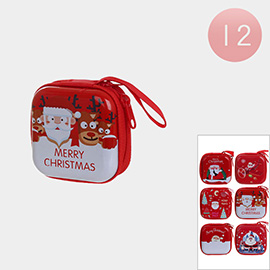 12PCS - Christnas  Theme Printed Tin Coin Purses