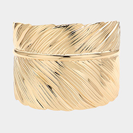 Textured Metal Leaf Cuff Bracelet